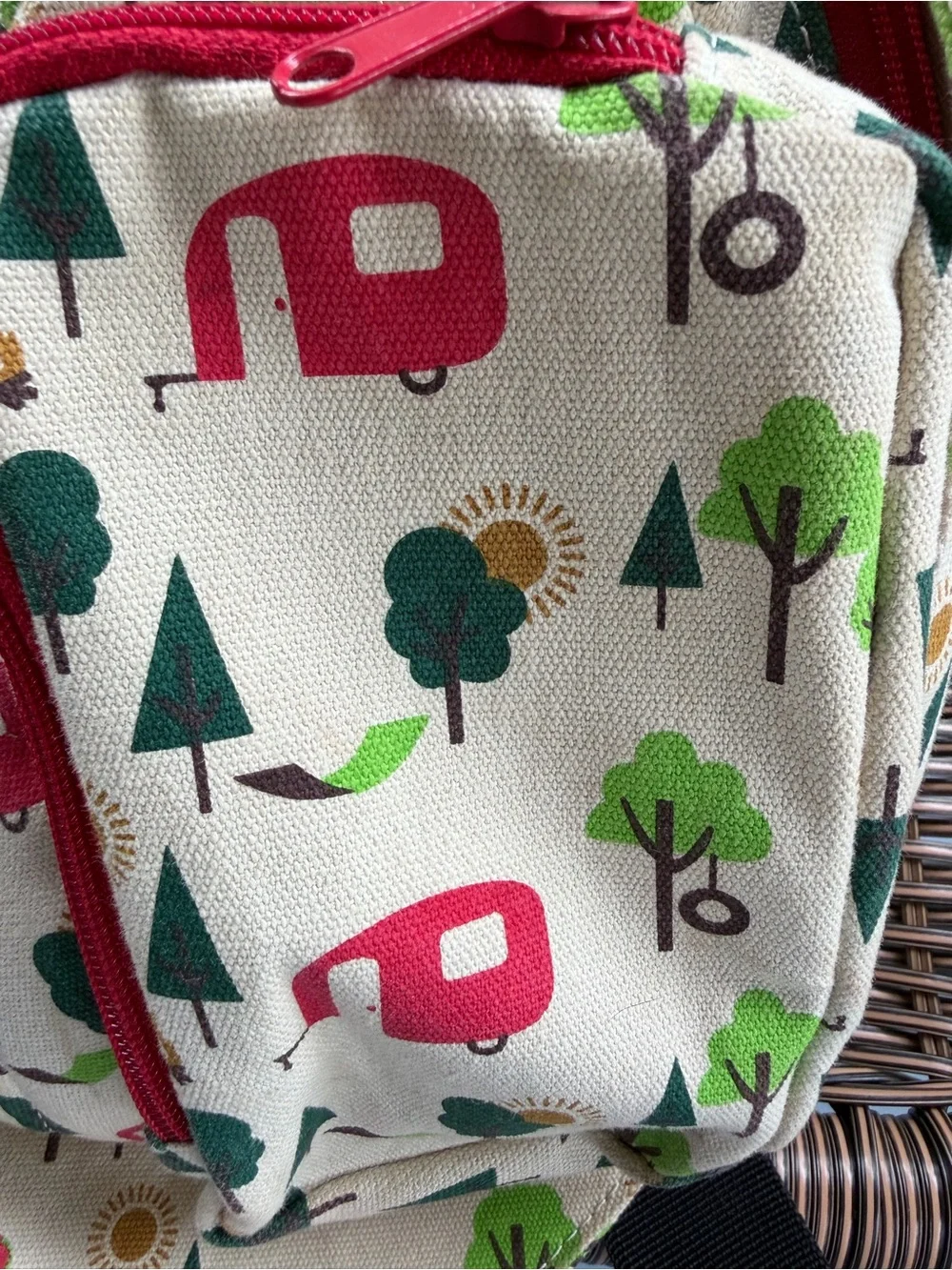 Kavu Sling Rope Bag in Cream with Camper Print